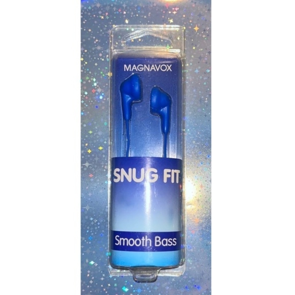 MAGNAVOX Snug Fit In Ear Headphones Smooth Bass 15mm Earbuds Blue
